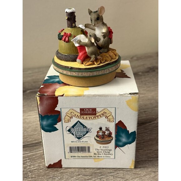 Charming Tails Fitz & Floyd The Stockings Were Hung Mouse Candle Topper MM23 - Picture 2 of 4